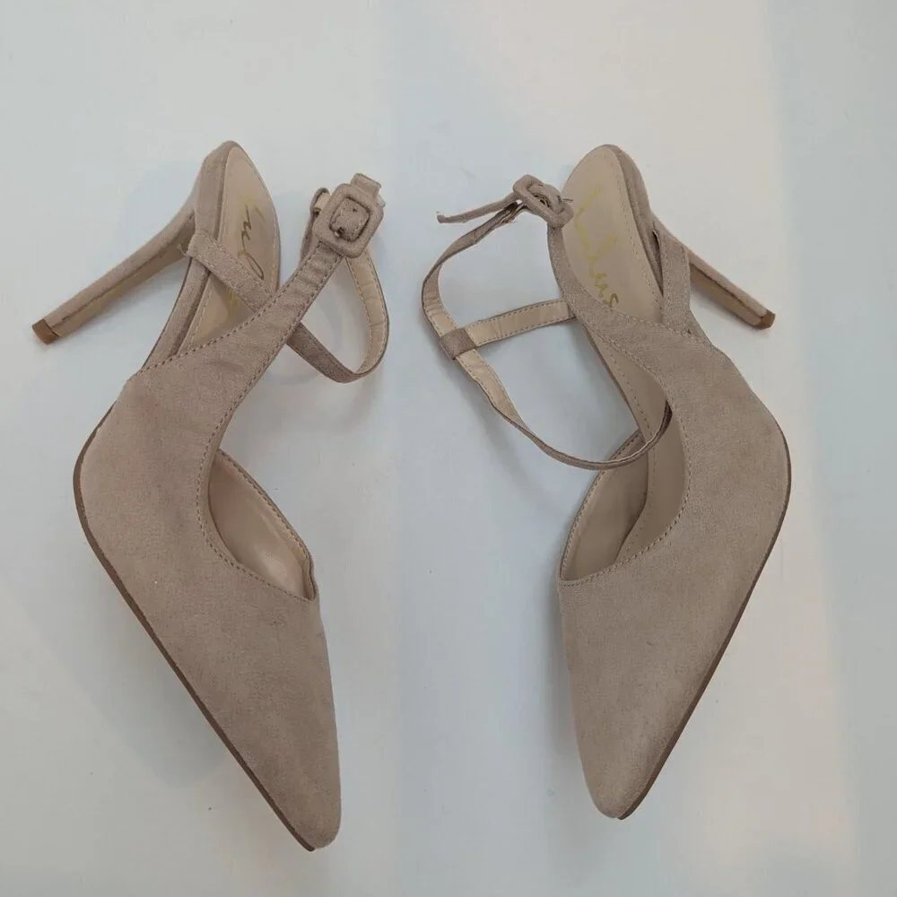 Lulus Neutral Pumps Asymmetrical Slingbacks, Sz 7.5